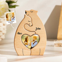 Personalized Bear Couple Wooden Art Puzzle with Names and Photos Gift for Couple - photomoonlampuk