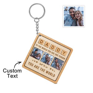 Custom DADDY Wood Keychain Personalized Photo Keychain Father's Day Gift